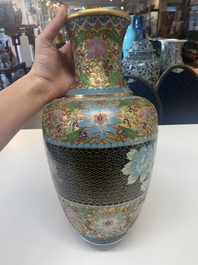 Four pairs of Chinese cloisonn&eacute; vases, 20th C.