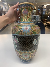 Four pairs of Chinese cloisonn&eacute; vases, 20th C.