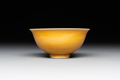 A Chinese yellow-glazed bowl and a sancai-glazed conical bowl, Chenghua mark, 19/20th C.