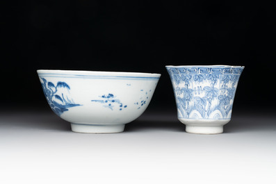 Ten Chinese blue and white wares, Jin Tang Fa Ji 錦堂發記 and Wan Yu 玩玉 mark, 18/20th C.