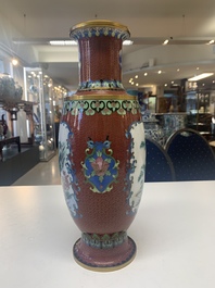 Four pairs of Chinese cloisonn&eacute; vases, 20th C.