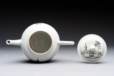 A Chinese grisaille 'Scheveningen' and 'Workum' teapot, Qianlong