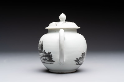 A Chinese grisaille 'Scheveningen' and 'Workum' teapot, Qianlong