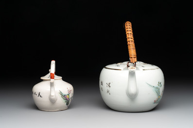 A varied collection of six Chinese famille rose wares, signed Hong Yishun 洪義順 and Luo Yongda 羅永發, Guangxu mark, 19/20th C.