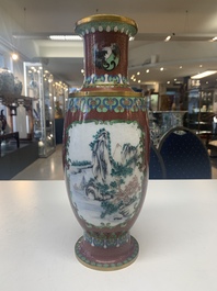 Four pairs of Chinese cloisonn&eacute; vases, 20th C.