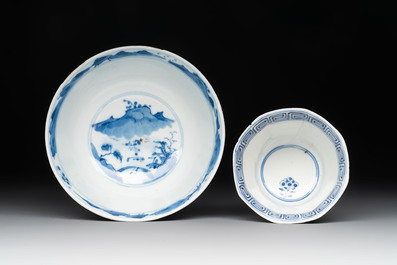Ten Chinese blue and white wares, Jin Tang Fa Ji 錦堂發記 and Wan Yu 玩玉 mark, 18/20th C.