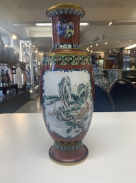 Four pairs of Chinese cloisonn&eacute; vases, 20th C.