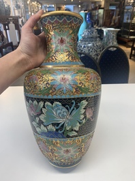 Four pairs of Chinese cloisonn&eacute; vases, 20th C.