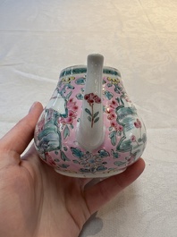 A pair of Chinese famille rose teapots and covers, Yongzheng
