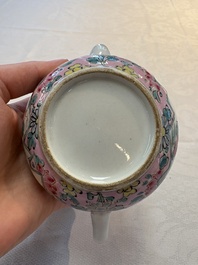 A pair of Chinese famille rose teapots and covers, Yongzheng