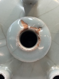 A Chinese Longquan celadon quintuple-tube vase, Yuan