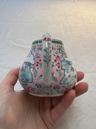 A pair of Chinese famille rose teapots and covers, Yongzheng