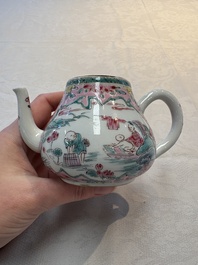A pair of Chinese famille rose teapots and covers, Yongzheng