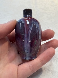 A Chinese flamb&eacute;-glazed snuff bottle, 18/19th C.