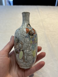 A Chinese famille rose and grisaille 'Zhongkui' vase, Daoguang mark, 20th C.