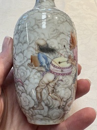 A Chinese famille rose and grisaille 'Zhongkui' vase, Daoguang mark, 20th C.