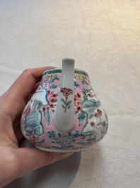 A pair of Chinese famille rose teapots and covers, Yongzheng