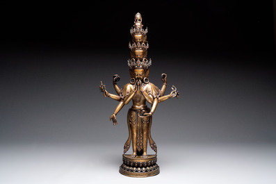 A large Nepalese copper alloy Avalokiteshvara, 19/20th C.