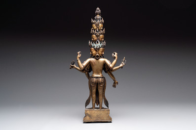A large Nepalese copper alloy Avalokiteshvara, 19/20th C.