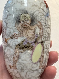 A Chinese famille rose and grisaille 'Zhongkui' vase, Daoguang mark, 20th C.