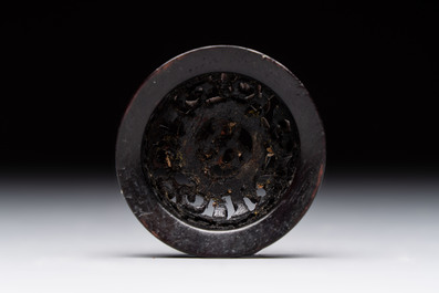 A Chinese doucai 'bajixiang' vase with a reticulated wooden cover, Yongzheng mark, 19/20th C.