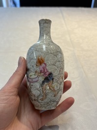 A Chinese famille rose and grisaille 'Zhongkui' vase, Daoguang mark, 20th C.