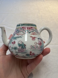 A pair of Chinese famille rose teapots and covers, Yongzheng