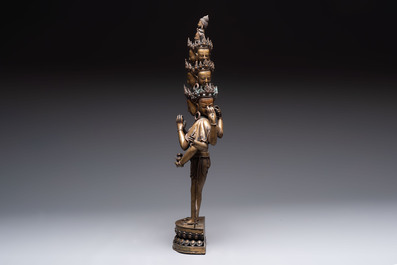 A large Nepalese copper alloy Avalokiteshvara, 19/20th C.