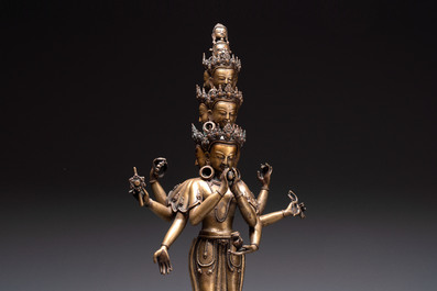 A large Nepalese copper alloy Avalokiteshvara, 19/20th C.