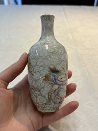 A Chinese famille rose and grisaille 'Zhongkui' vase, Daoguang mark, 20th C.