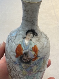 A Chinese famille rose and grisaille 'Zhongkui' vase, Daoguang mark, 20th C.