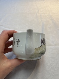 Four Chinese famille rose teapots, Luo Yong Sheng Hao 罗永盛号 mark, 20th C.