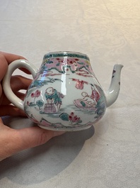A pair of Chinese famille rose teapots and covers, Yongzheng