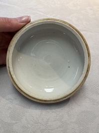A Chinese blue and white box and cover with floral design, artemisia leaf mark, Kangxi
