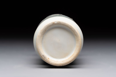 A Chinese famille rose vase and a small qianjiang cai vase, Qianlong mark, 19th C.