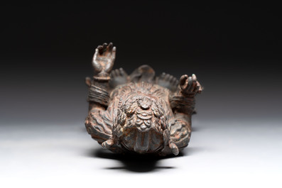 A fine and large Chinese bronze standing Buddha, possibly Liao