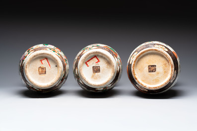 Ten Chinese Nanking famille rose and verte vases, 19/20th C.