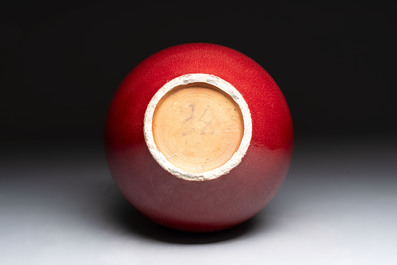 A Chinese copper-red-glazed bottle vase, 19th C.