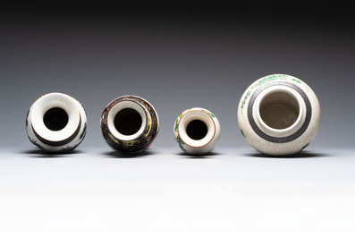 Ten Chinese Nanking famille rose and verte vases, 19/20th C.