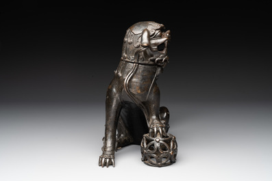 A Chinese bronze Buddhist lion-form incense burner, 17/18th C.
