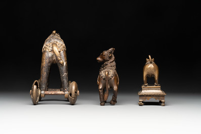 A varied collection of ten Indian bronze objects, 19/20th C.