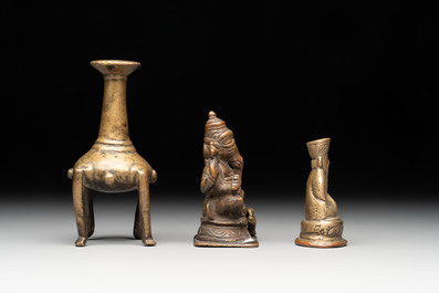 A varied collection of ten Indian bronze objects, 19/20th C.