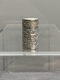 A silver tazza, four boxes and a large spoon, China and Thailand 19/20th C.