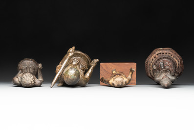 A varied collection of eight bronze Buddha figures, South Asia, 18/19th C.