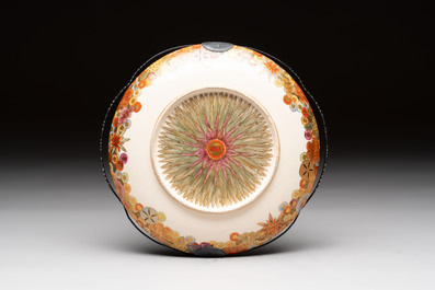 A pair of fine Japanese Satsuma vases and a 'mille-fleur' plate,  Tazawa 田沢造 and Takeda 武田 mark, Meiji, 19/20th C.