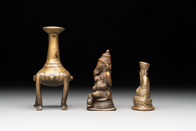 A varied collection of ten Indian bronze objects, 19/20th C.