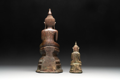 Two Burmese bronze sculptures of Buddha, 18th C.