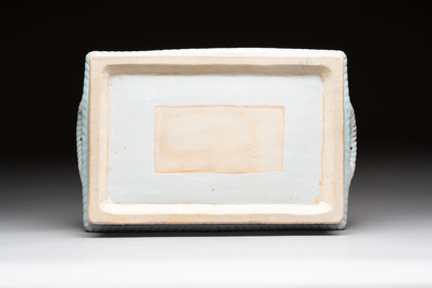An extremely rare Chinese armorial rectangular basket with the arms of Sioc'han de Kersabiec, Kangxi, ca. 1715
