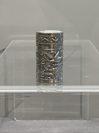 A silver tazza, four boxes and a large spoon, China and Thailand 19/20th C.