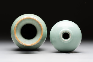 Two Chinese celadon-glazed vases, 19th C.